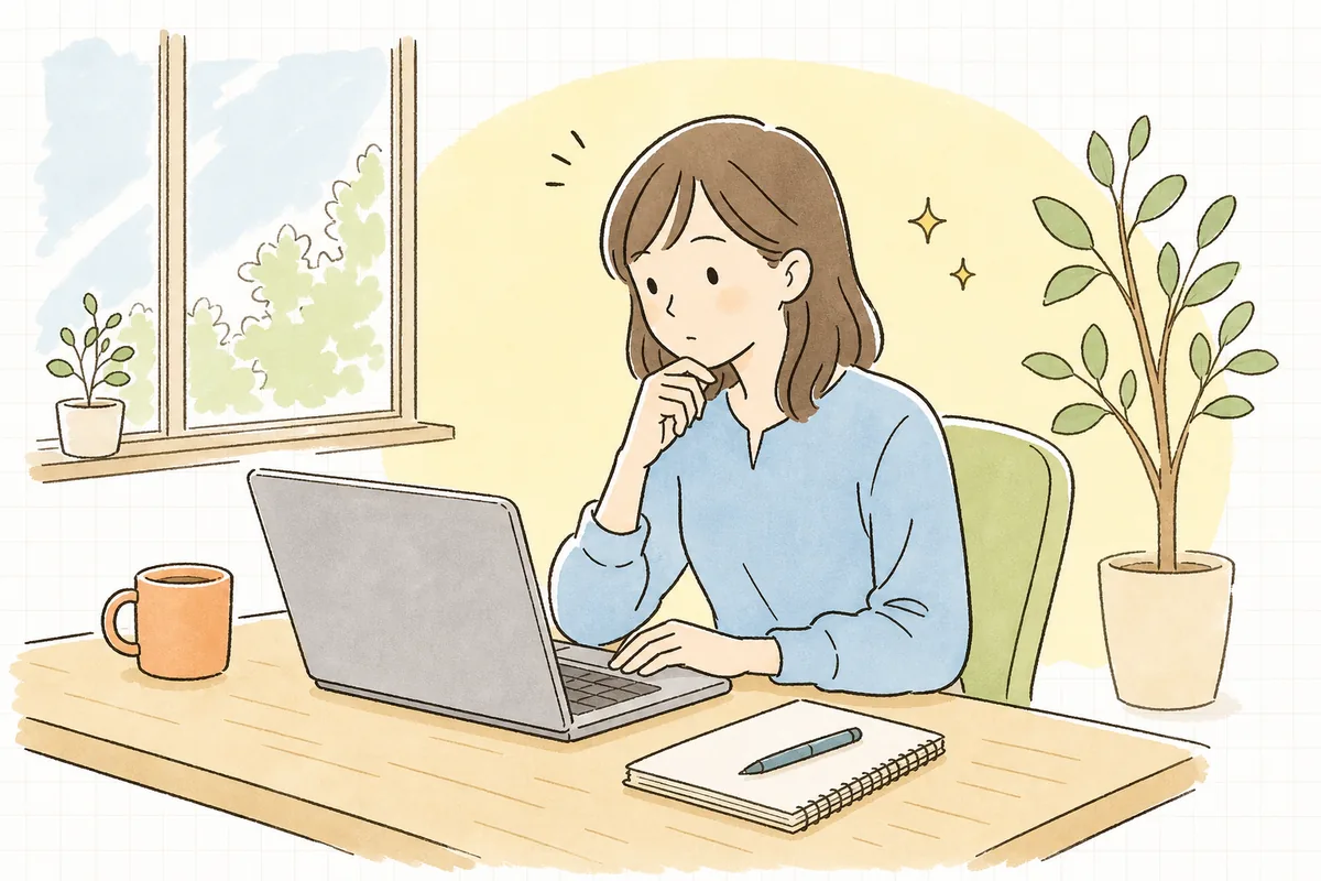 パソコンのチャット画面にIDとパスワードを打ち込もうとして、手を止めて考えている企業のWEB担当者