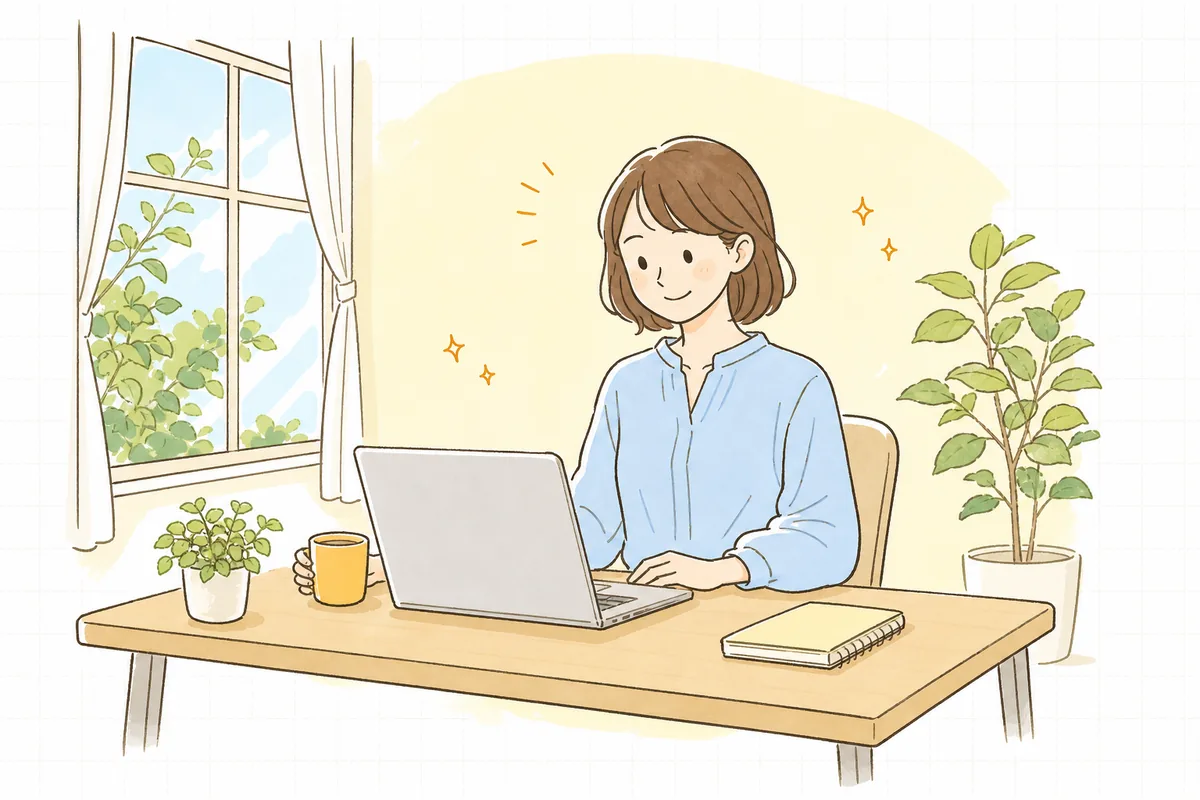 テスト送信したメールがきちんと届いたことを画面で確認して、ほっとした表情で息をついている企業のWEB担当者