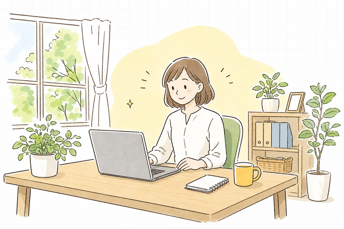 問い合わせ対応の仕組みを整え終え、届いたメールに落ち着いて返信してほっと表情をゆるめている企業のWEB担当者