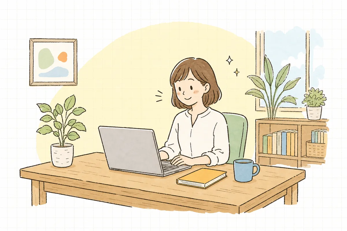 パソコンの画面を見ながら、成果の数字が分かるようになってすっきりした表情でうなずいている企業のWEB担当者