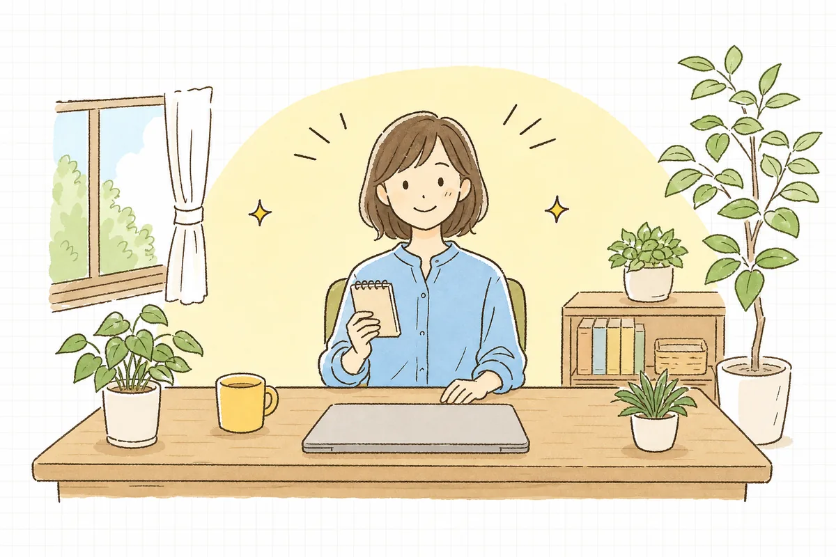 明るいオフィスで、出したくないページの整理が済み、落ち着いた表情で前を向いている企業のWEB担当者