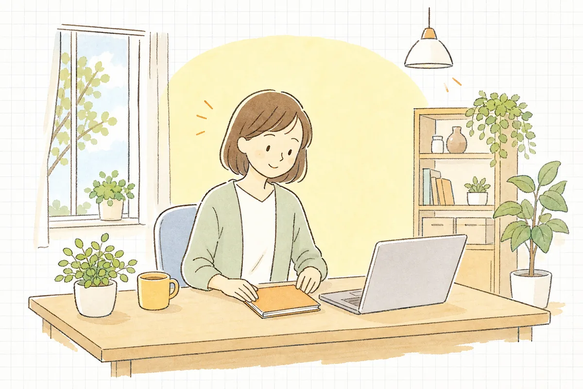 サーバーの空き容量を確認し終えて、安心した表情でメモを閉じている企業のWEB担当者