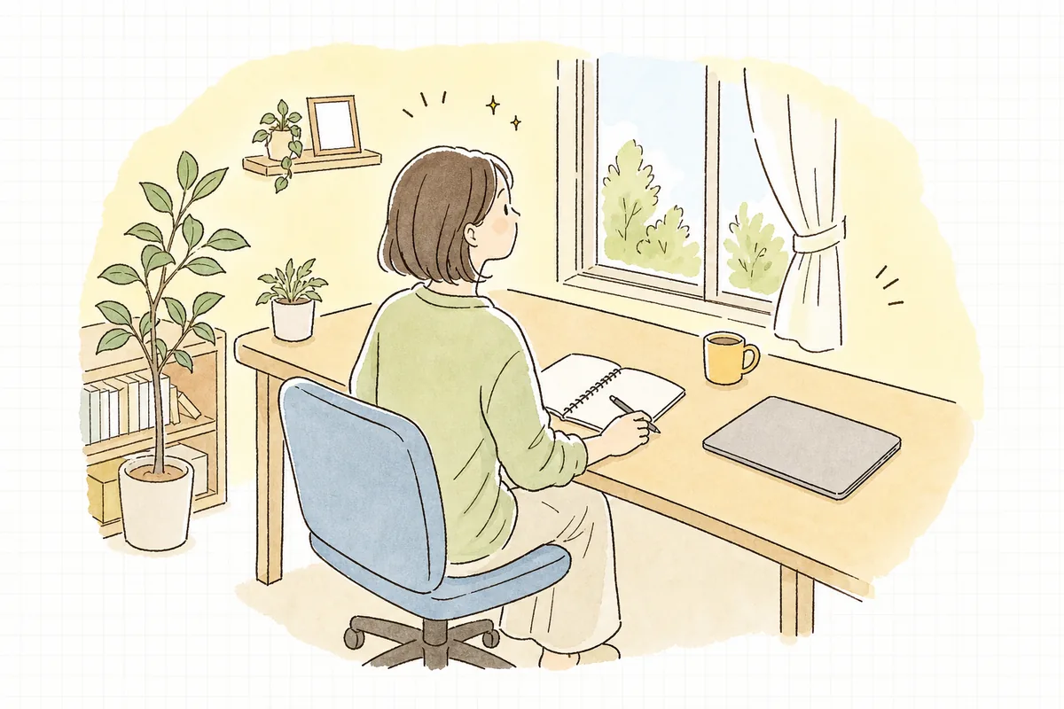 静かなオフィスで、自分だけが把握しているサイト運用を思い浮かべ、引き継ぎのメモをそっと書き始めようとしている一人の企業のWEB担当者